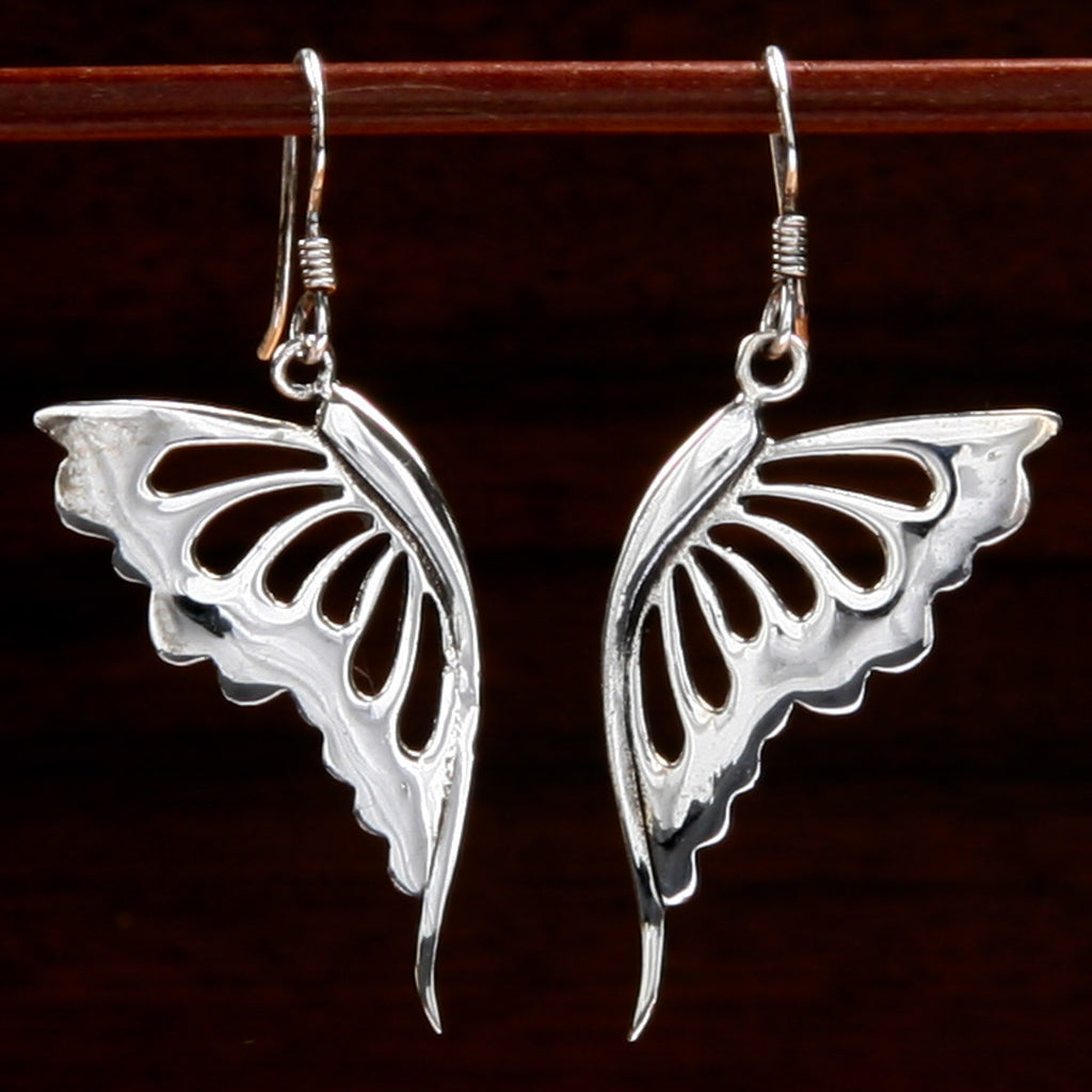 sterling silver butterfly wing shaped earrings