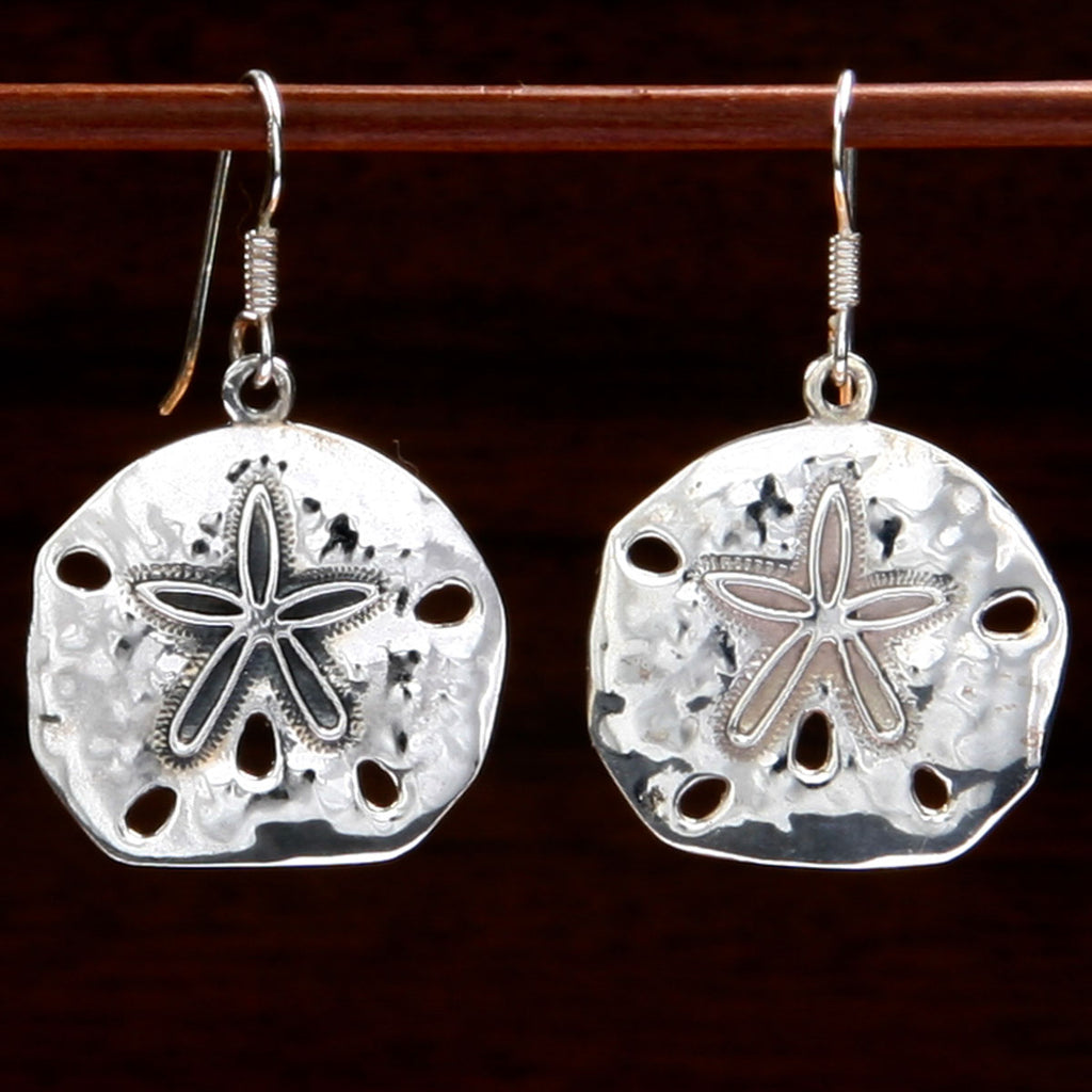 sterling silver starfish fossil design earrings