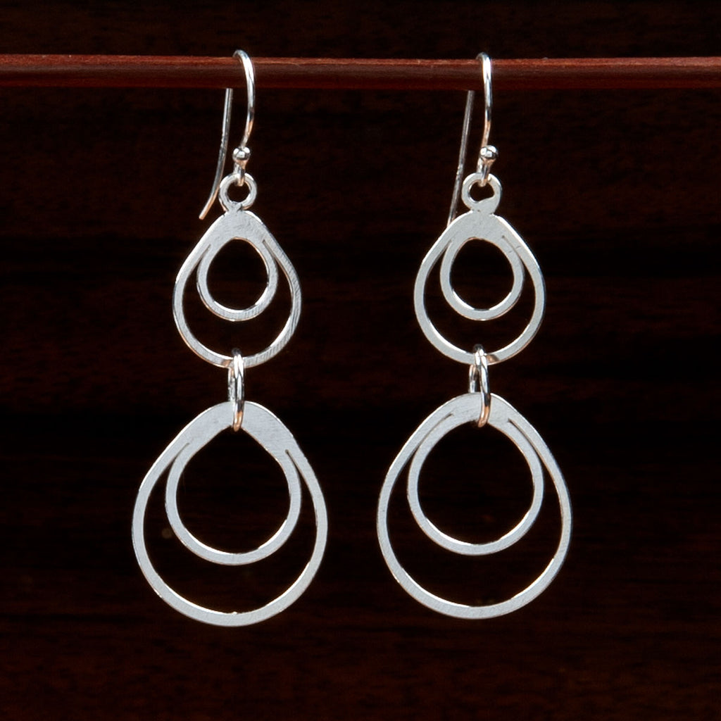 sterling silver double droplet shaped earrings