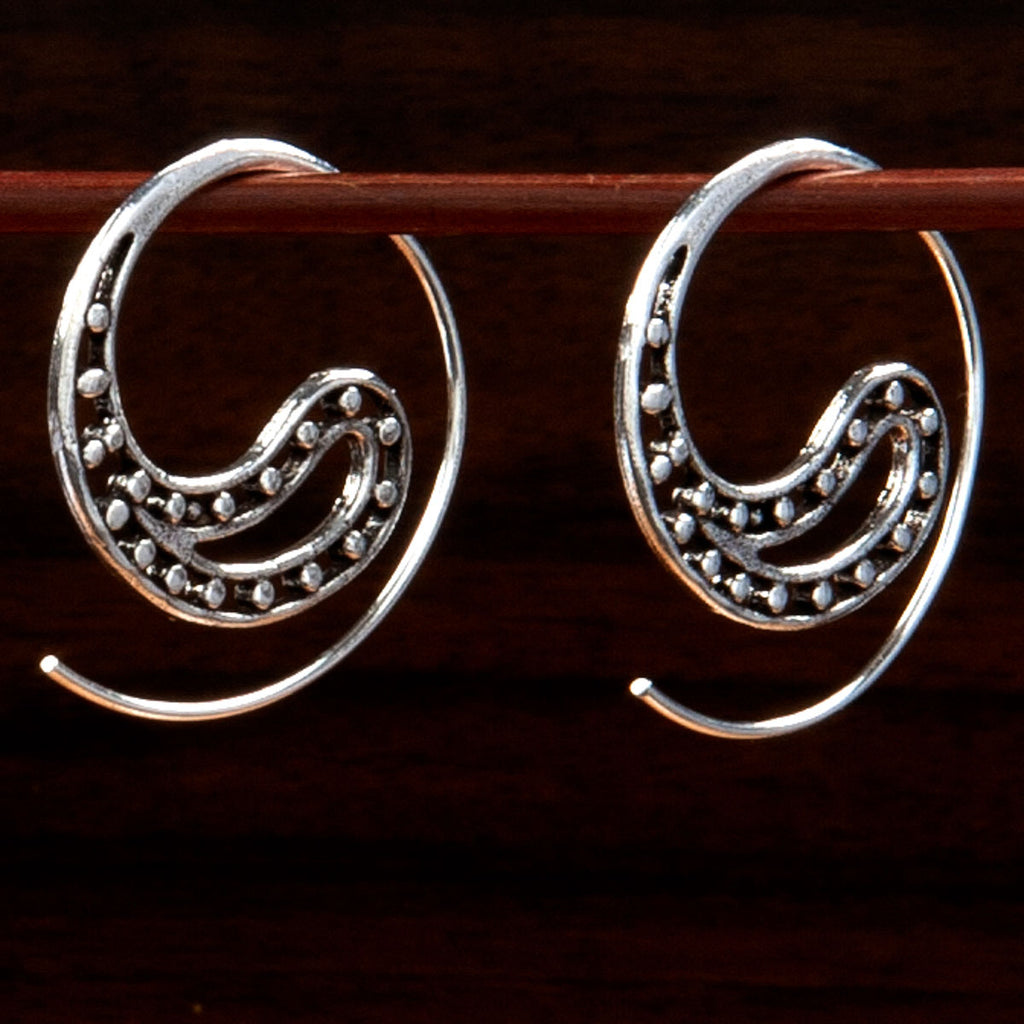 sterling silver paisley design spiral earrings