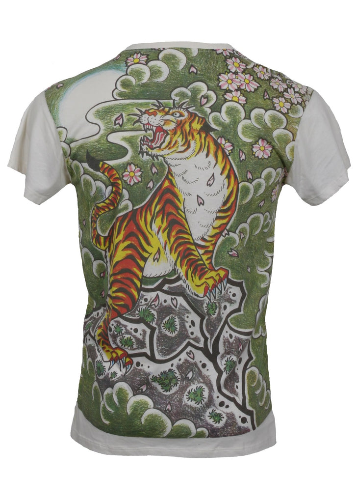 Back of the Work Demon/Hero/Tiger T-Shirt, showcasing an asian-designed tiger
